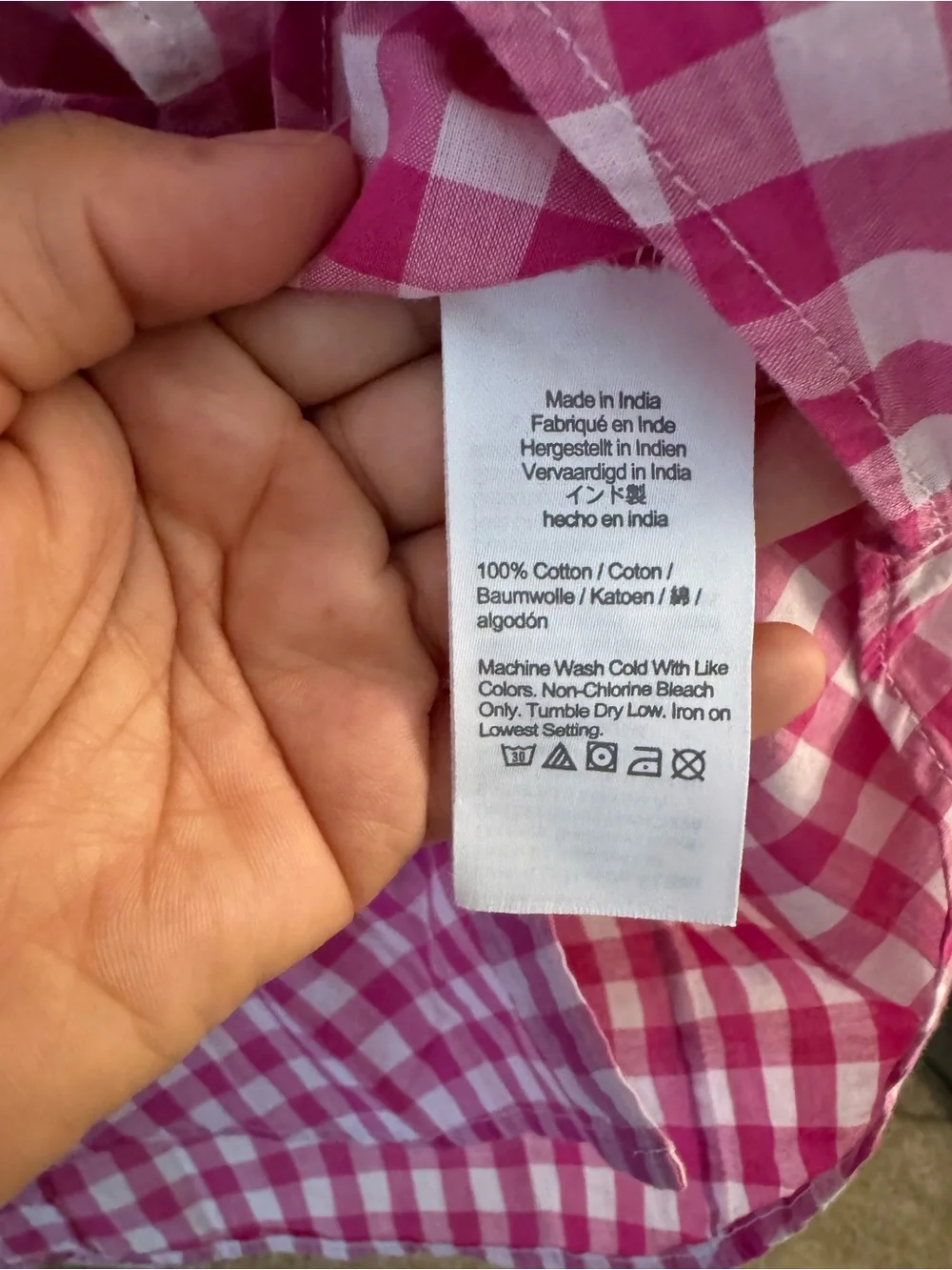 J. Crew Pink and White Gingham Button-Down Shirt
